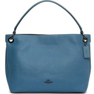 COACH CLARKSON PEBBLE LEATHER HOBO BAG IN BLUE / GUNMETAL